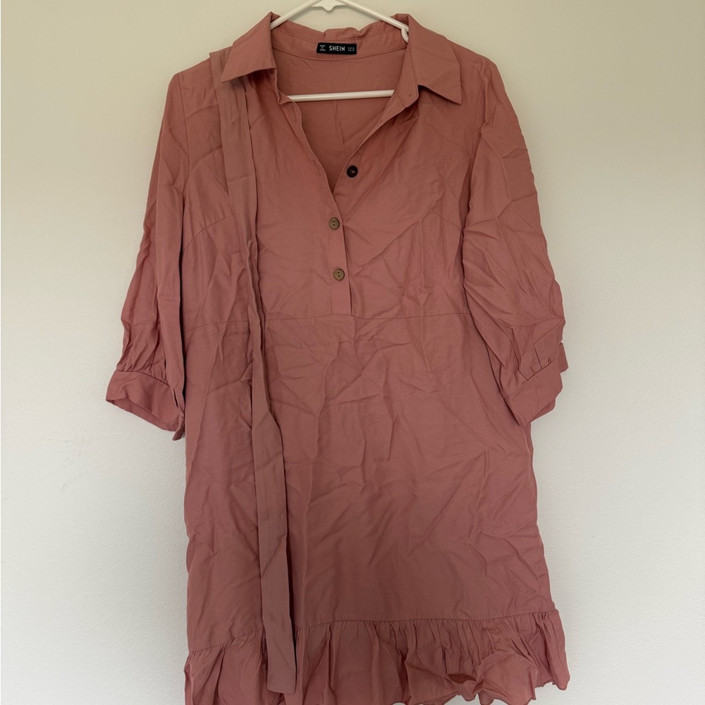 SHEIN Dusty Pink Button-Up Dress